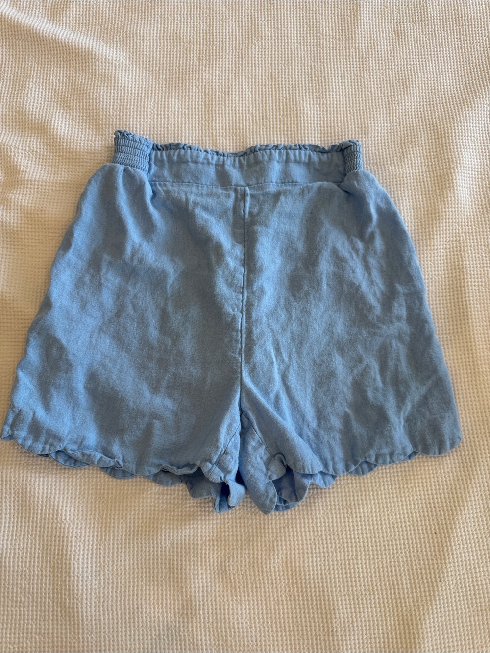 LC Lauren Conrad Light Blue Scalloped High-Waist Shorts